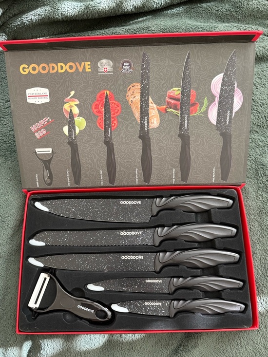 Other - NWT SWISS GOLD Switzerland Black Speckled 6-Piece Kitchen Knife and Peeler Set
